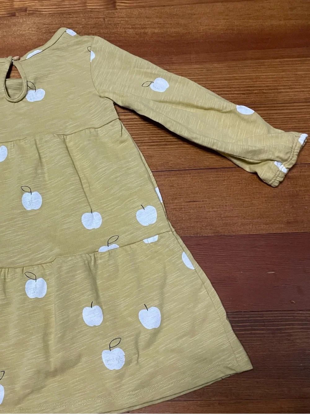 NWT Little Co by Lauren Conrad Long-Sleeve Mustard Apple Print Dress 18 Months